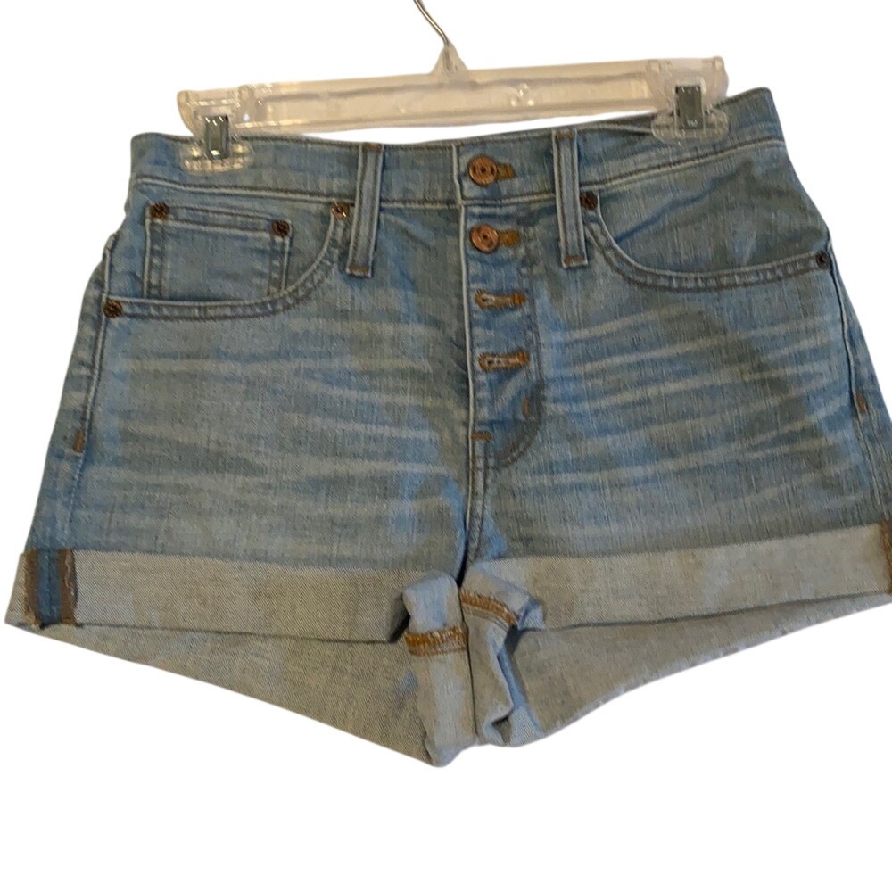 J. Crew Denim High Rise Button Fly Cutoff Shorts Womens Size 25 Light‎ Wash